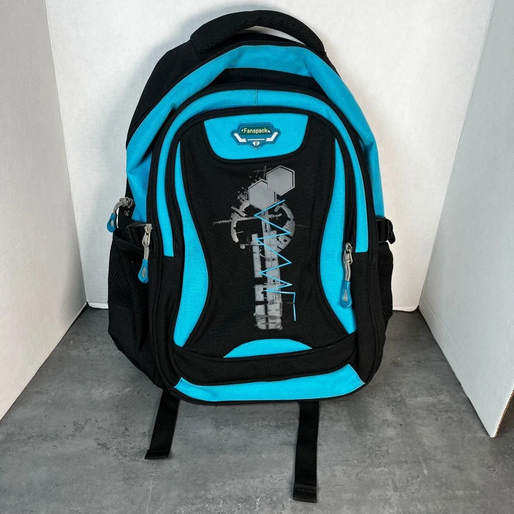 Fanspack Blue Black‎ Multi-Pocket School Travel Backpack with Reflective Straps